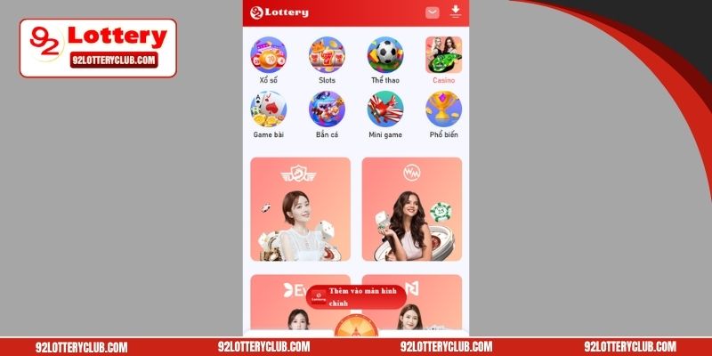 Casino 92lottery mở ra thế giới giải trí đỉnh cao